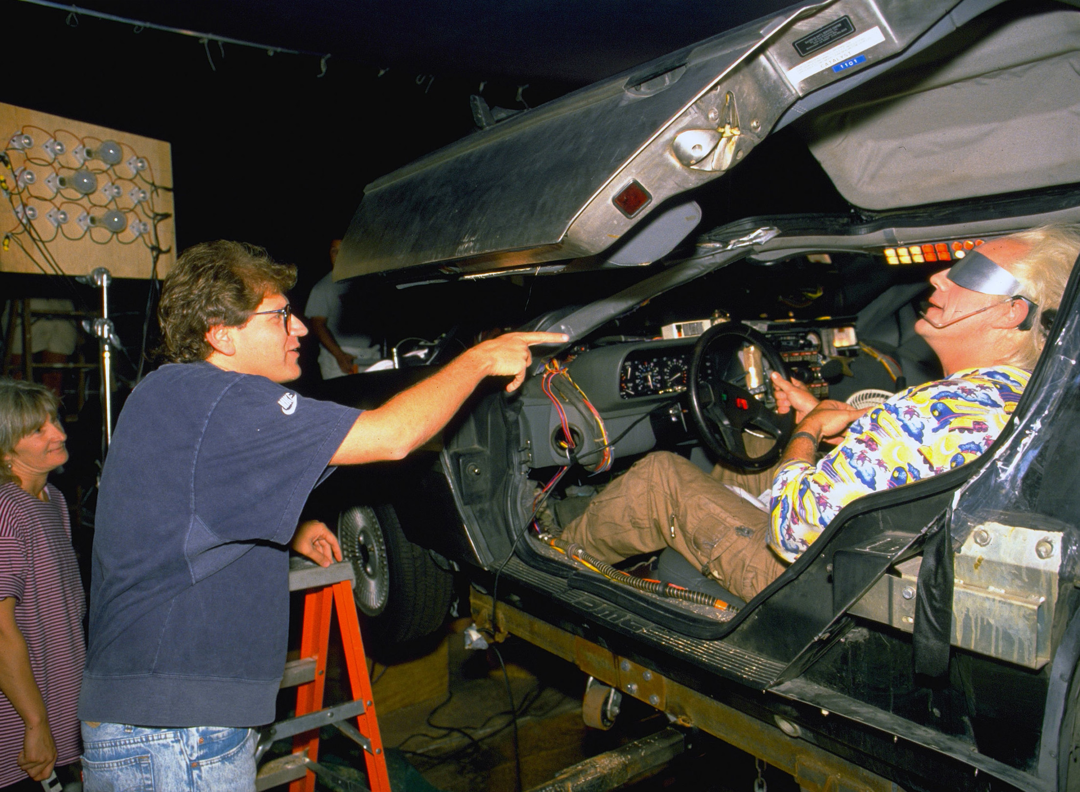 Lloyd inside the DeLorean